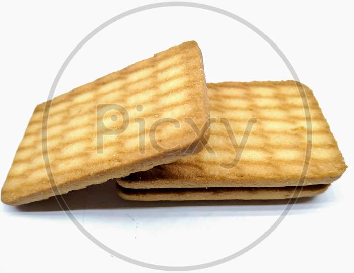 Biscuits Over an Isolated White Background