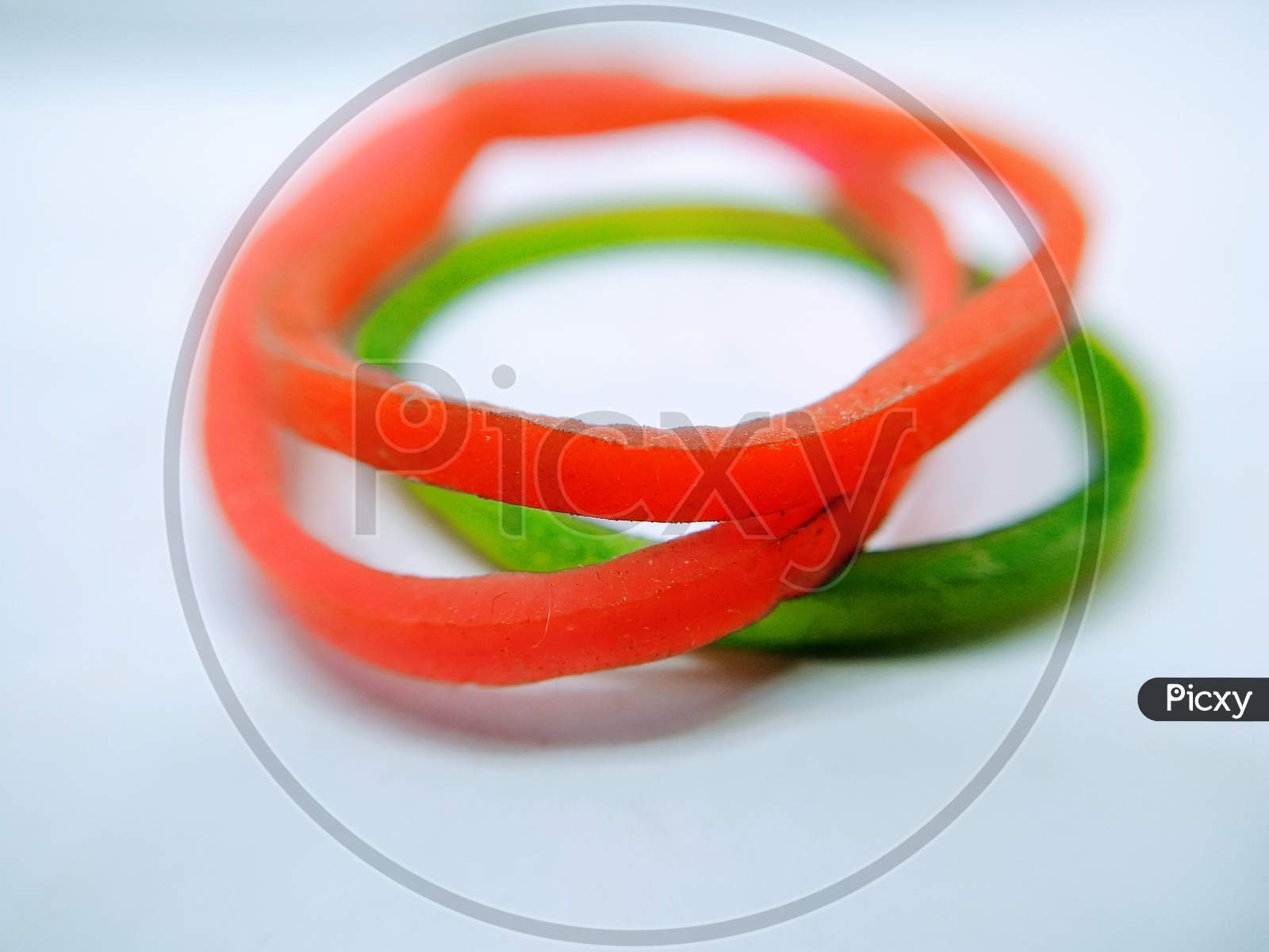 Colourful Elastic Rings on White Background