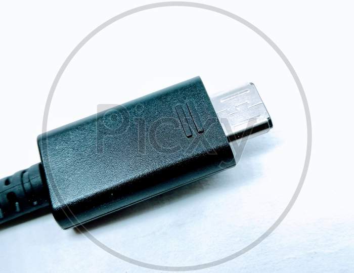 USB Type C Charger Pin Top Over an Isolated white Background