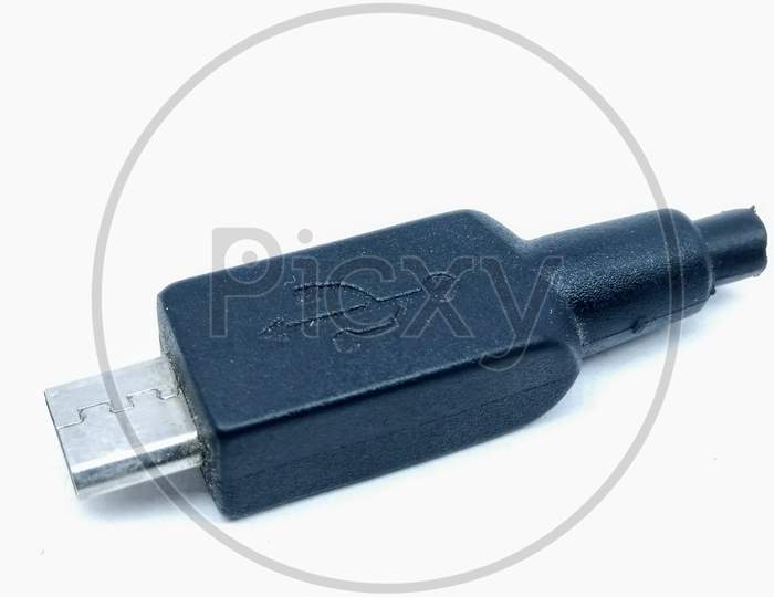 USB Mobile Charger Connector on White Background