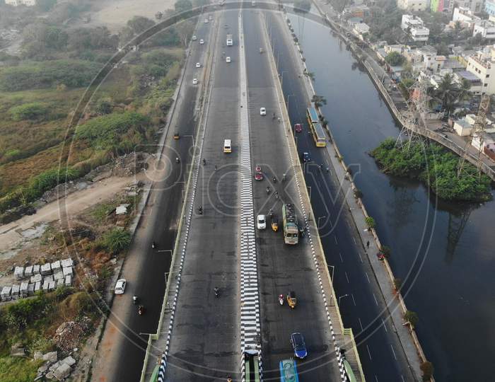 Top view of Velachery Bridge