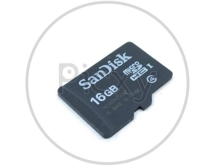 Micro SD Memory Card On White Background