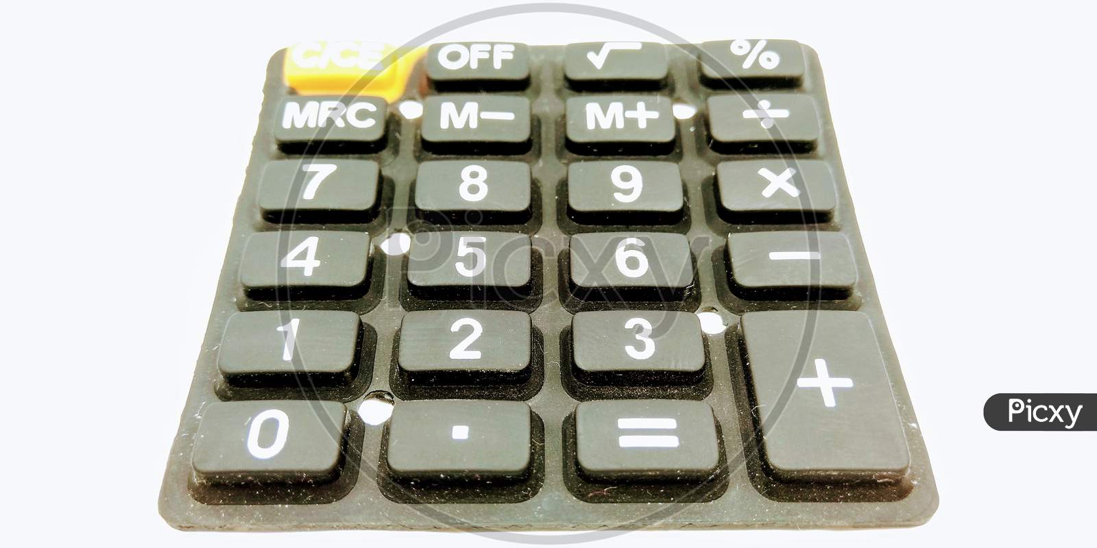 Calculator Keys Closeup Over an Isolated White Background