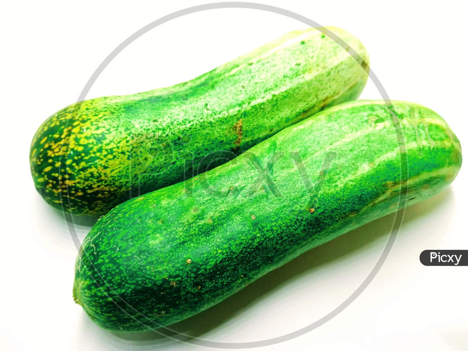 Green Cucumber On Isolated White