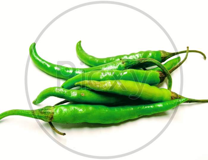 Green Chili or Pepper Over an Isolated White Background