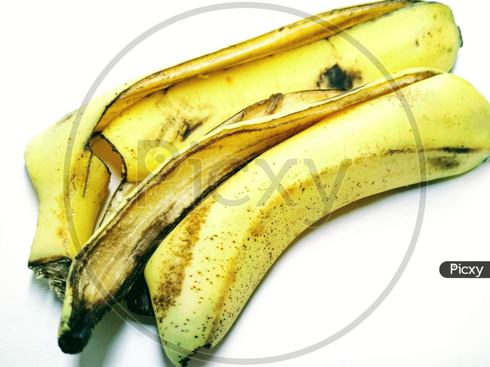 Banana Peel Over an Isolated White Background