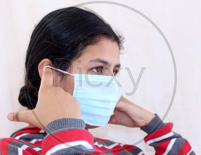 girl Wearing Protective Mask