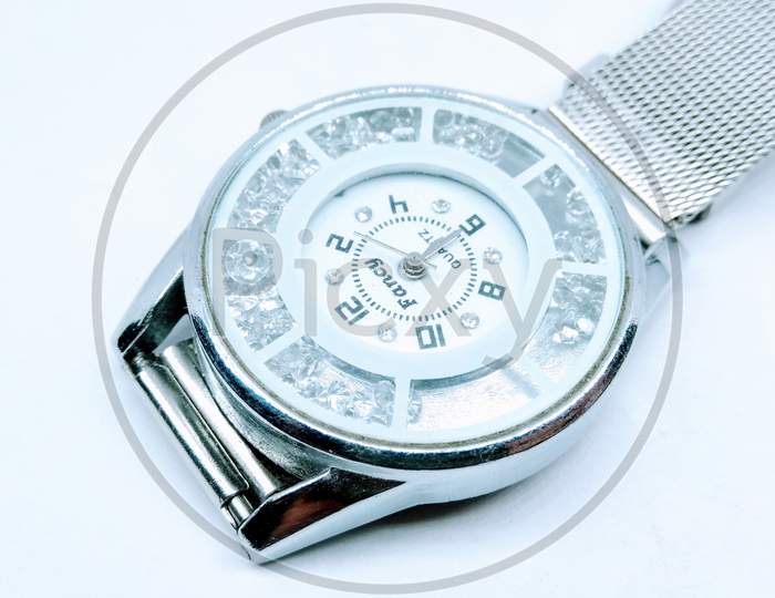 Men's Wrist Watch On an Isolated White Background
