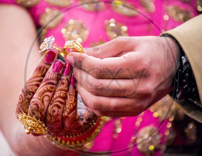 Indian Couples Shows Engagement Rings