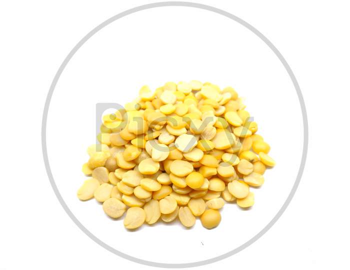 Dried Lentils or Thoor Dal Or Thur Dal On White Background