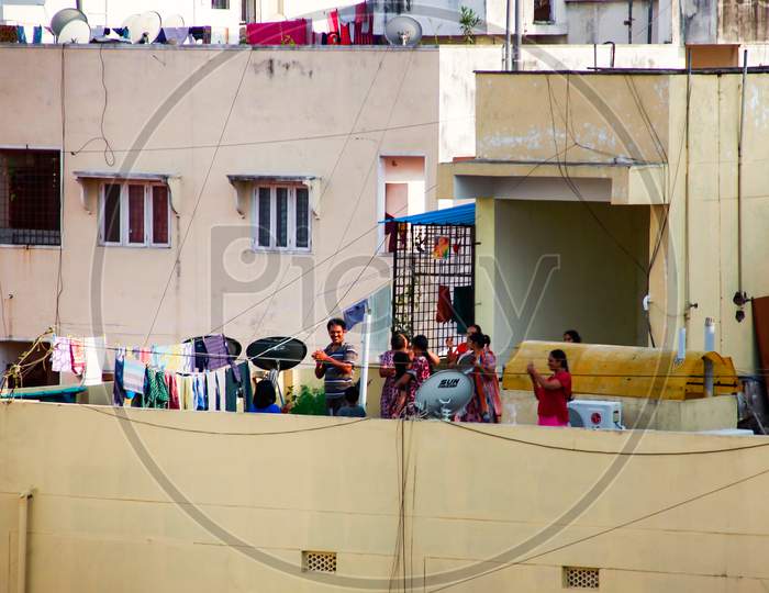 People Of India Clapping Hands From Their Balconies On Janata Curfew Day
