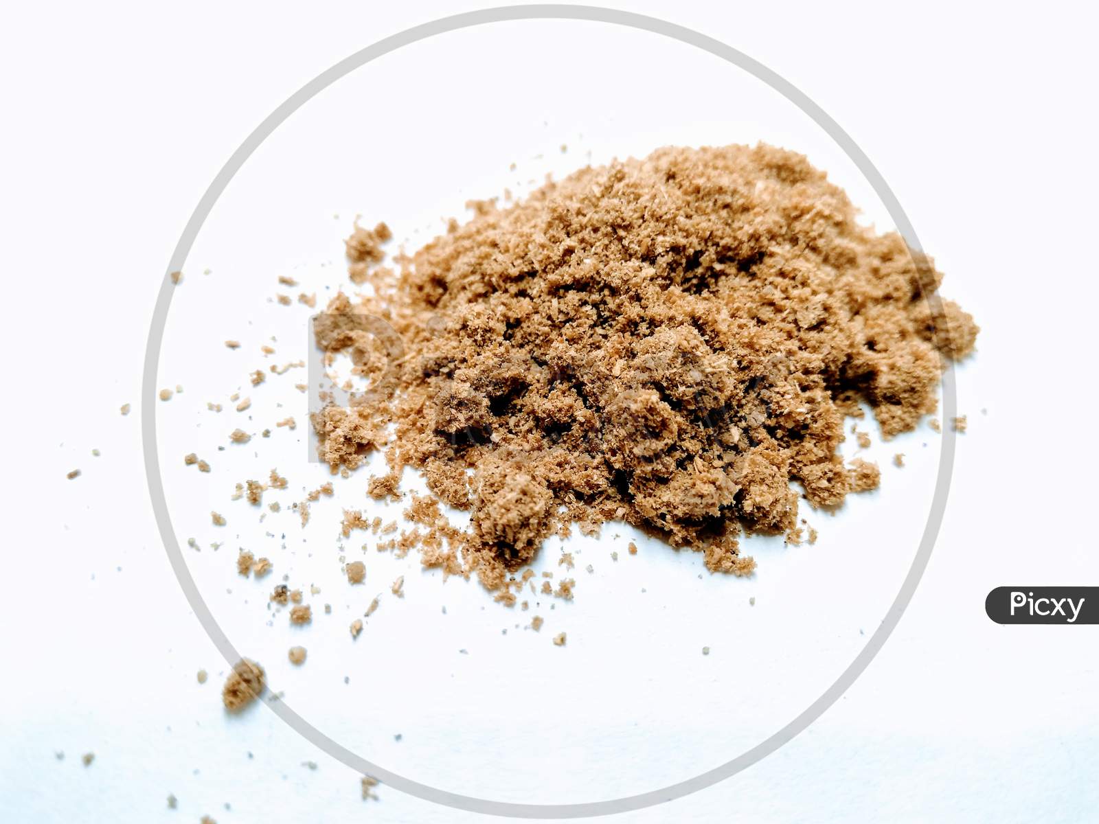 Coriander Powder Closeup on an isolated White  Background
