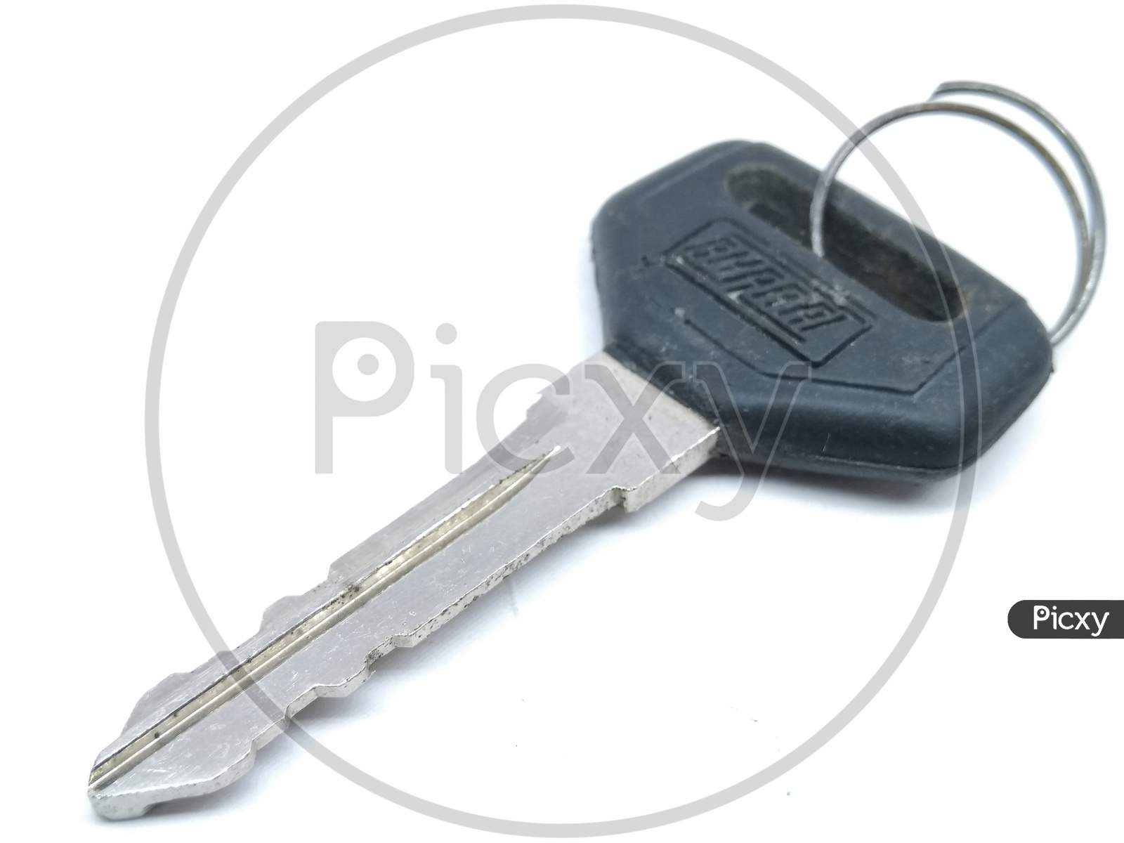 Bike Key Closeup Over an Isolated White Background