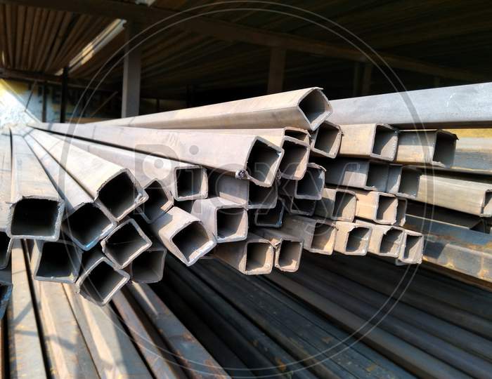 A picture of steel pipes