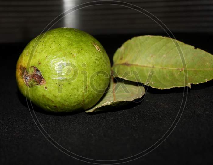 Guava Fruit Over an Isolated Back Background