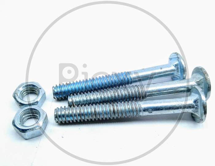 Screws Or Nails On White Background