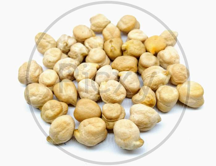 Pigeon Pea or Channa or Kabuli Channa Over an Isolated White Background