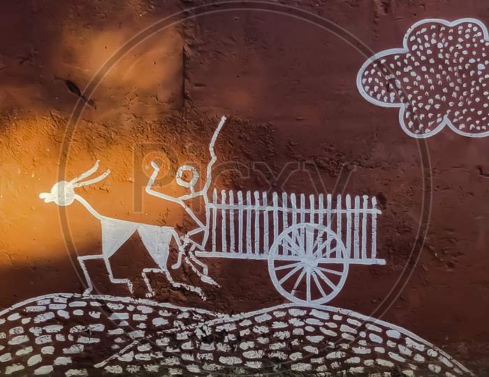 Photo of a painting of Warli art