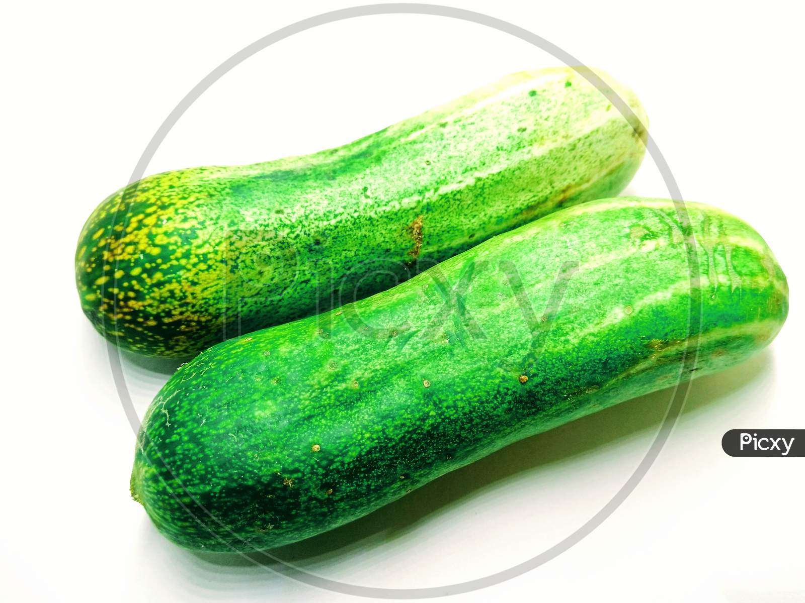 Green Cucumber On Isolated White
