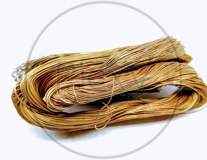 Copper Wire Bundle Over an Isolated White  Background