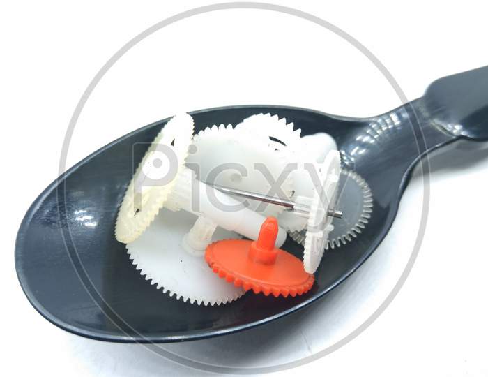 Plastic Gear wheels Of an Toy On White Background
