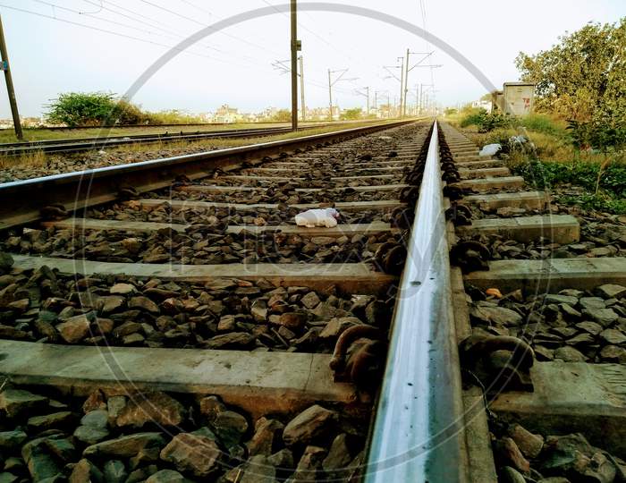 Train Track or Railway Track Closeup