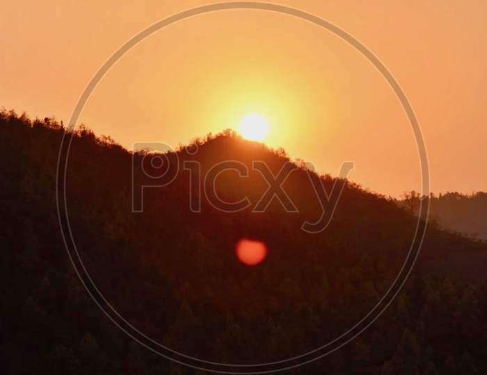Sunset view through my DSLR stock Photo