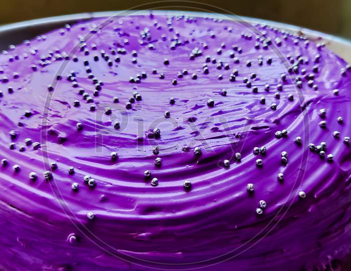 A beautiful violet cake on the plate