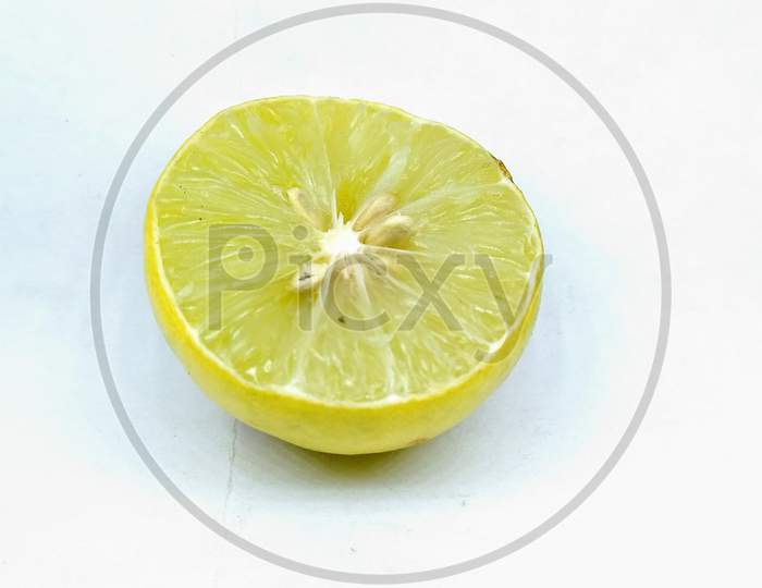 Sliced Lemon on White Background