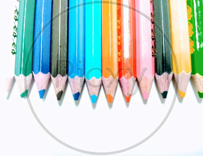 Colour Pencil Over an isolated White Background
