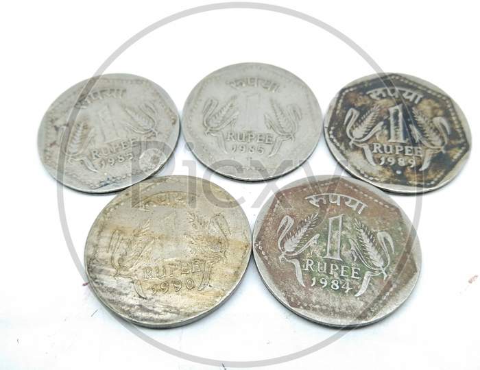 India Rupee Coin On White Background