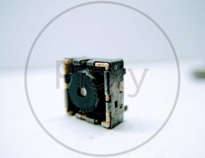 Micro Components of an Electronic Device On White Background