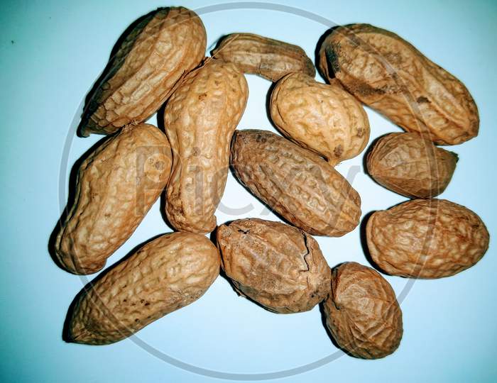 Groundnuts on White Background