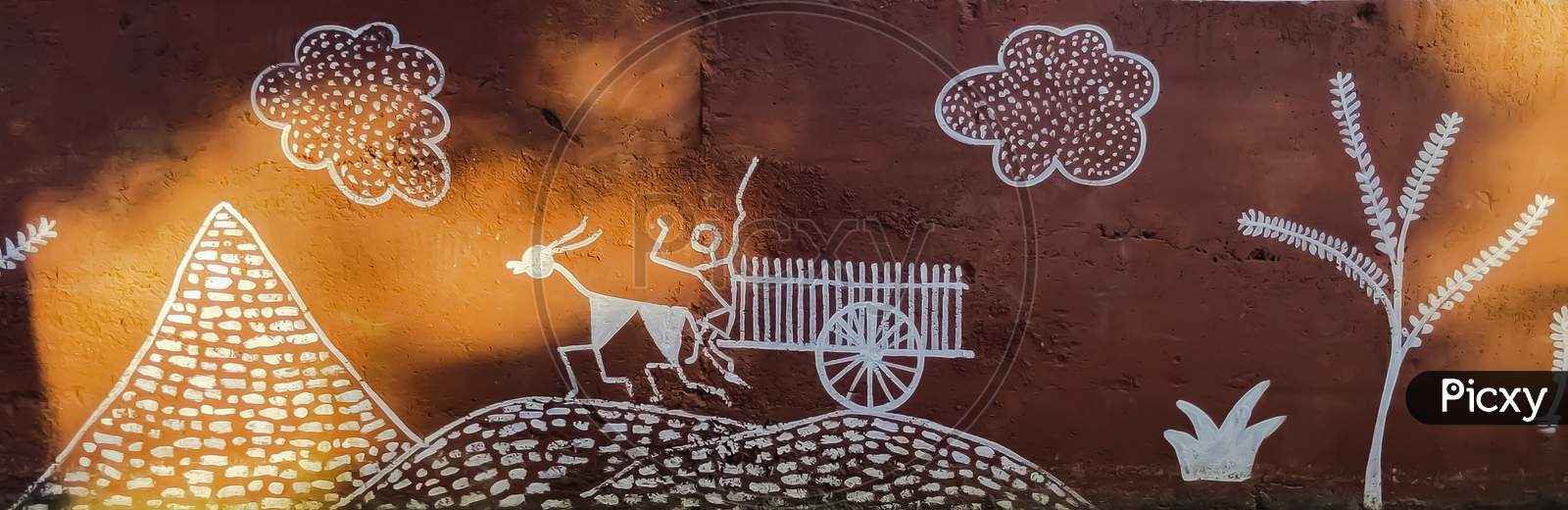 Photo of a painting of Warli art