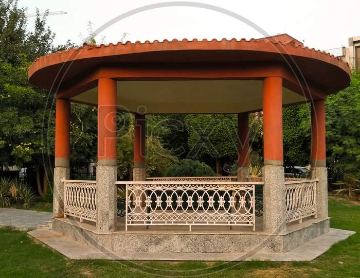 Shelter With Benches in an Park