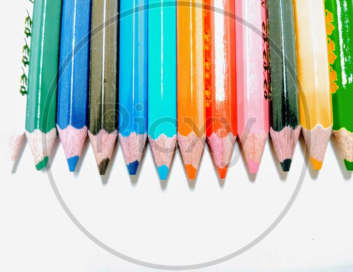Colour Pencils on White Background