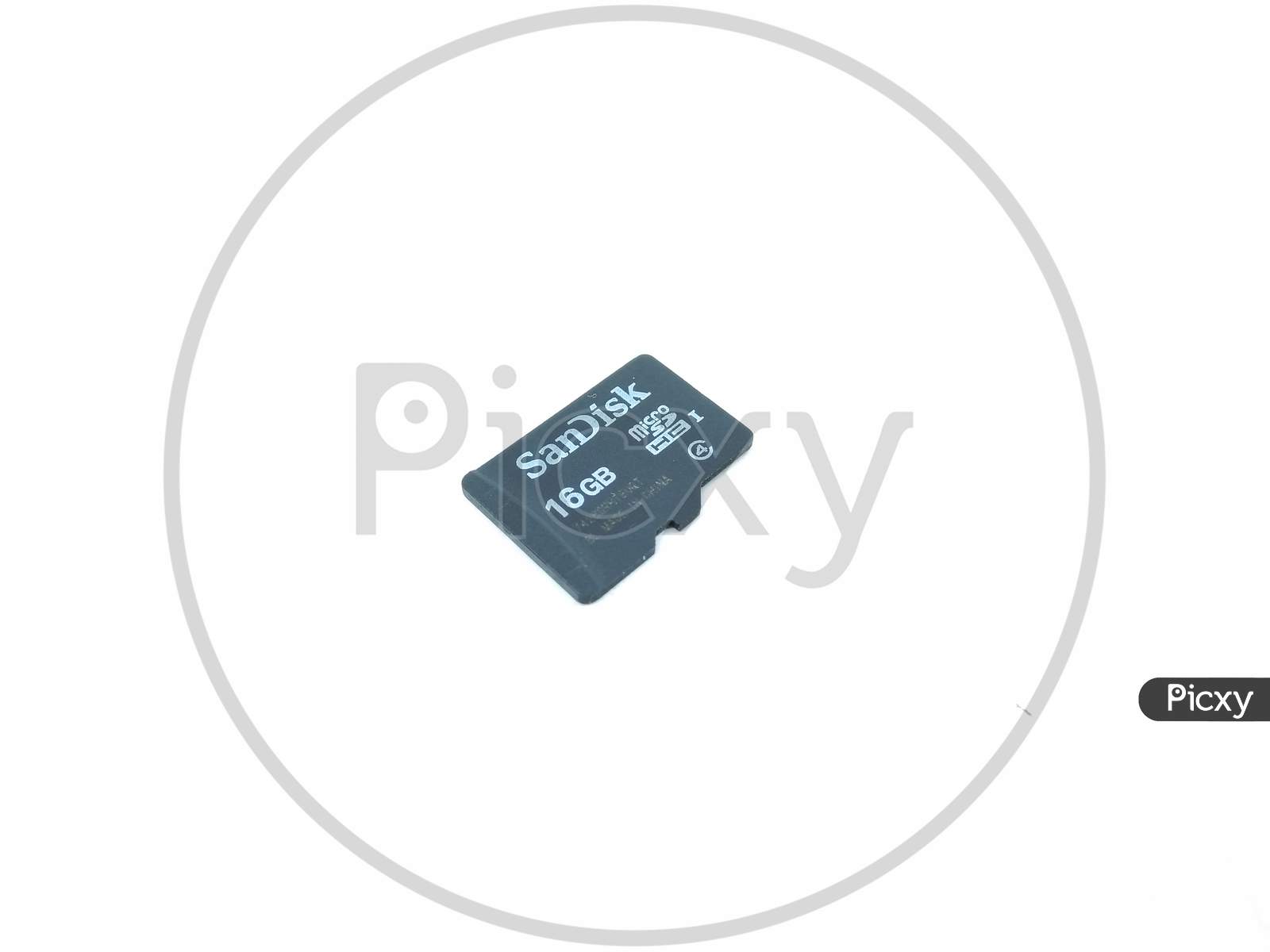 Micro SD Memory Card On White Background