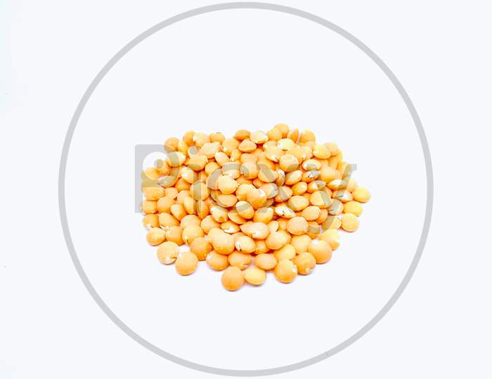Indian Lentils Or Pulses Thur Dal   On White Background