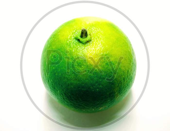 Green Lemon on Isolated White