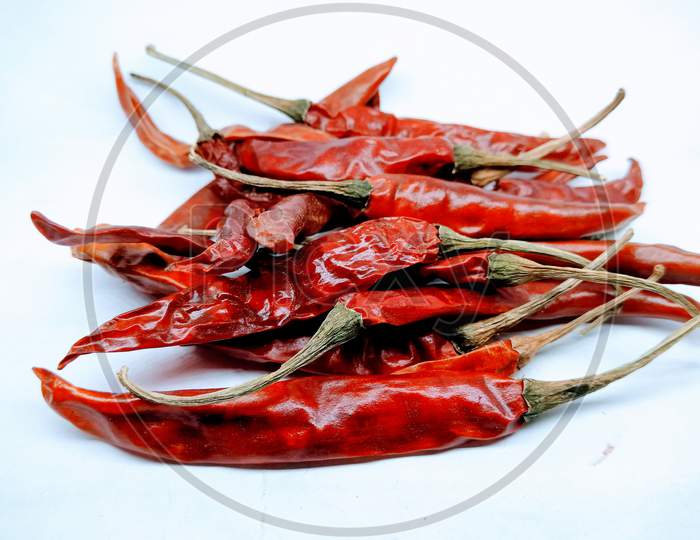 Dried Red Chili On an White Background