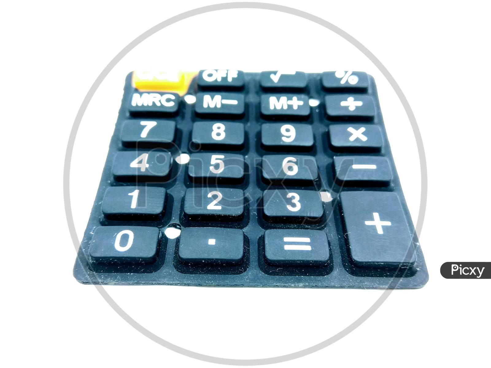 Calculator Keys Closeup Over an Isolated White Background