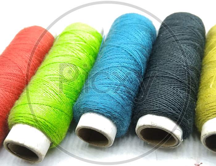 Colourful Threads Rolls Closeup