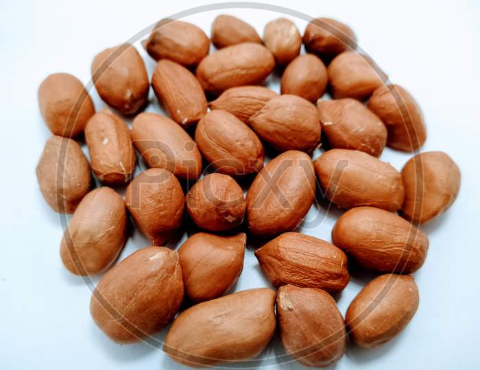Peanuts Closeup Over an isolated White Background