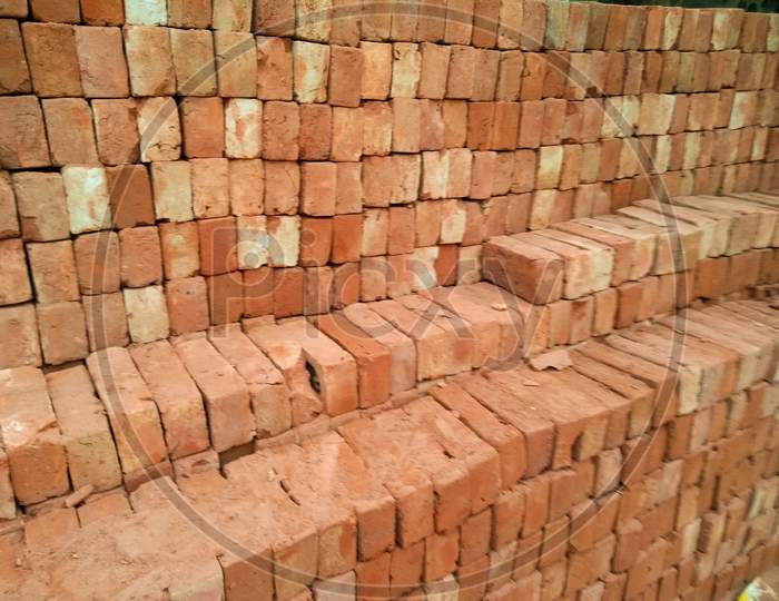 Red Bricks or bricks At a Construction Site