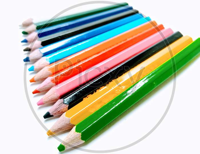 Colour Pencil Over an isolated White Background
