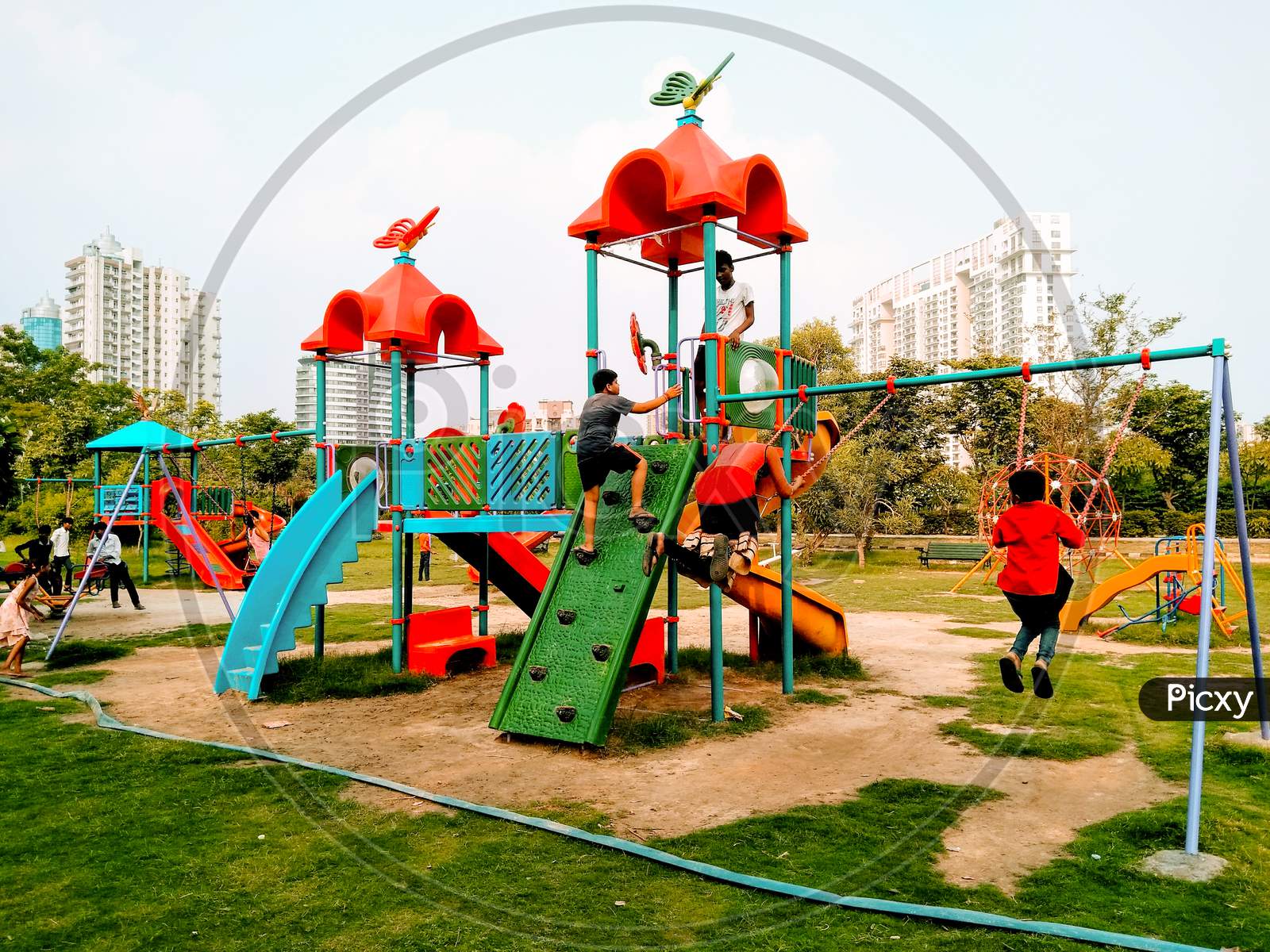 children playing playground