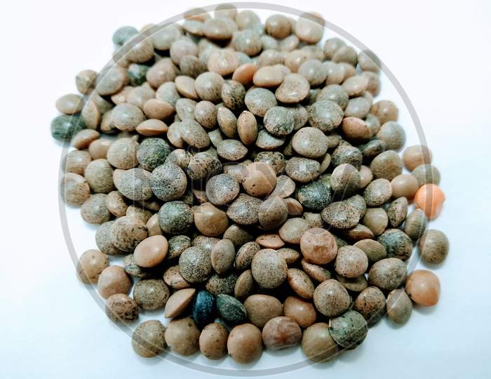Turkish Dal or Vulavalu Pulses over an Isolated White Background