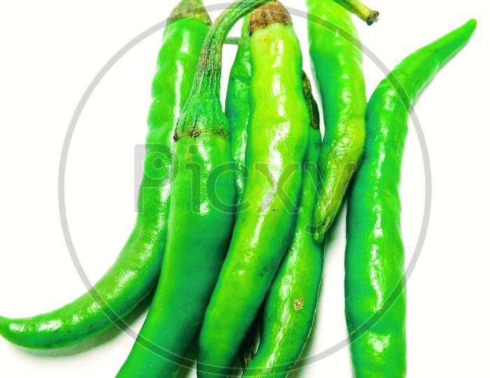 Green Chili Over an Isolated White Background