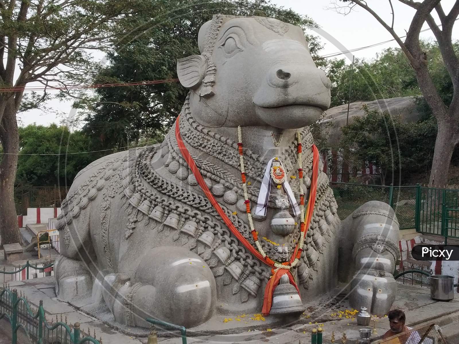 Large Nandi Statue carved in stone Hindu Temple Mysore Karnataka Nandi Hill Statue 2