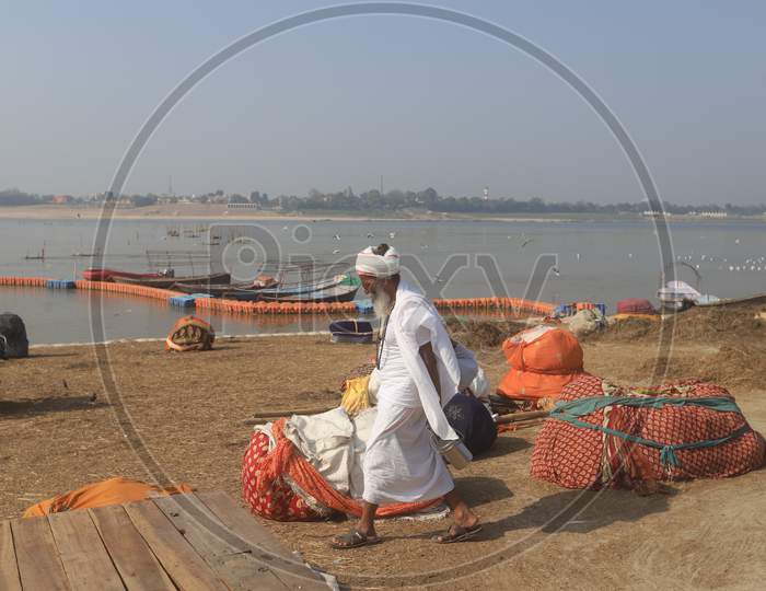 Deserted Ghats In Prayagraj By Ganga River Bank Due To Corona Virus Or COVID 19 Outbreak in India